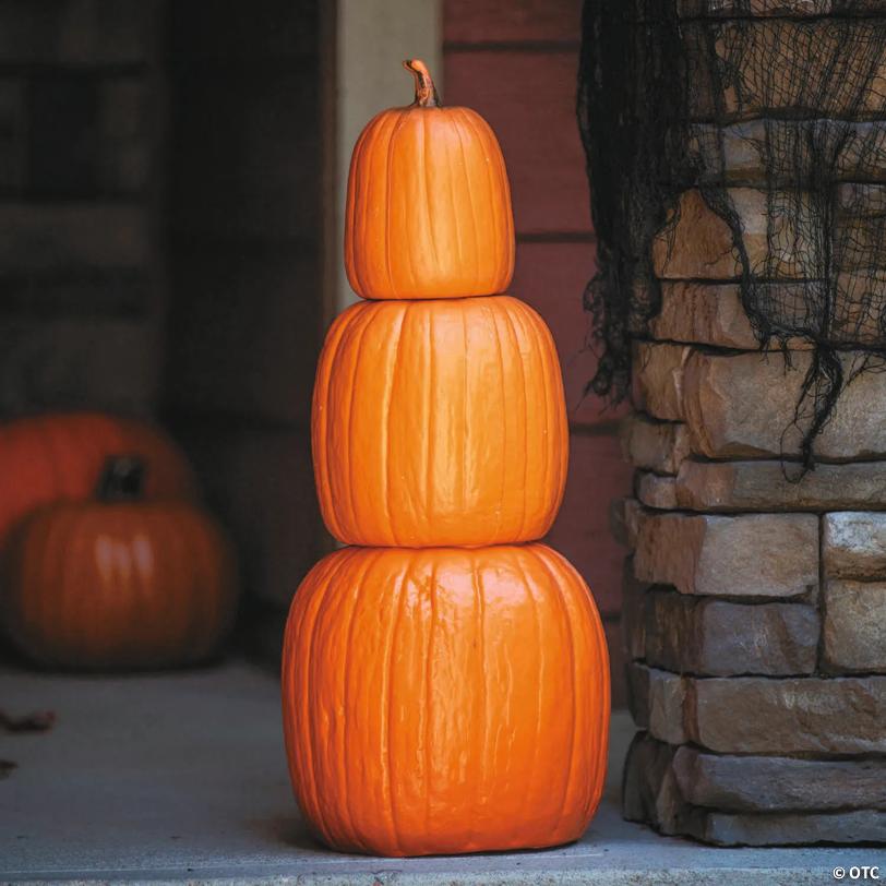 22 3/4" Nested Orange Plastic Pumpkins Halloween Decoration