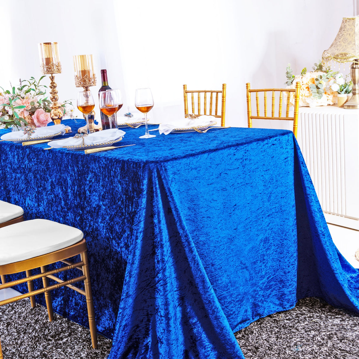 Elegant Seamless Rectangular Ice Crushed Velvet Tablecloth