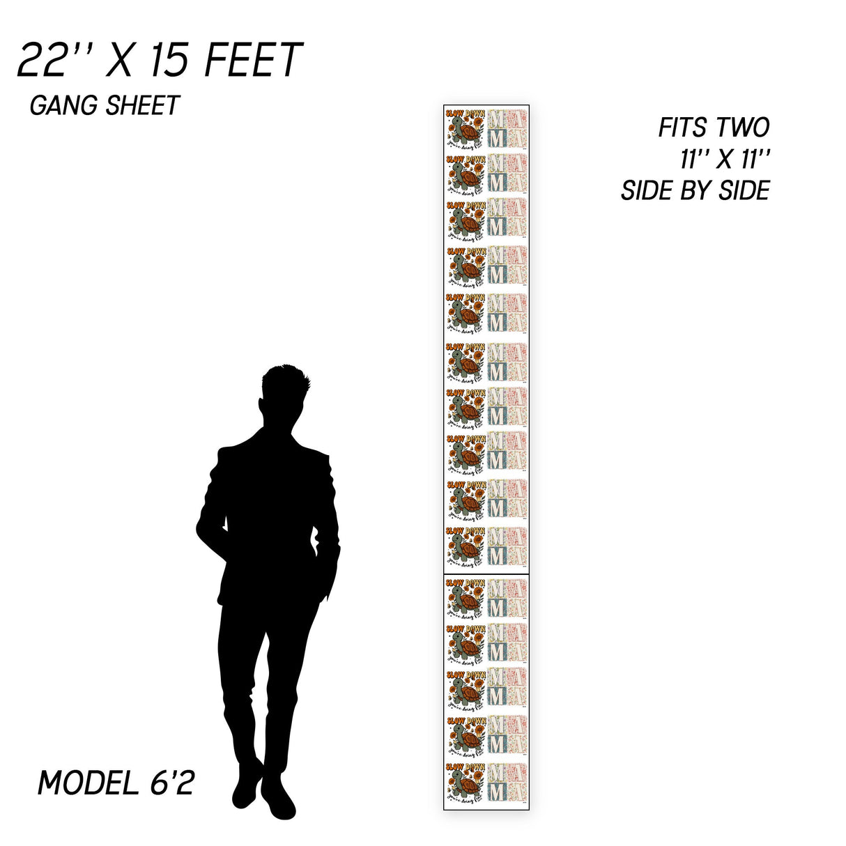 Upload DTF Gang Sheet PET Film Fabric - Custom DTF Transfer, 22" Width (1 Sheet)