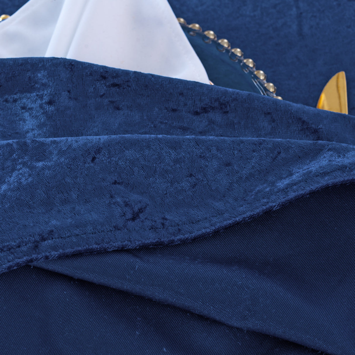 Crushed Velvet Rectangular Tablecloth 90x156 Navy Blue