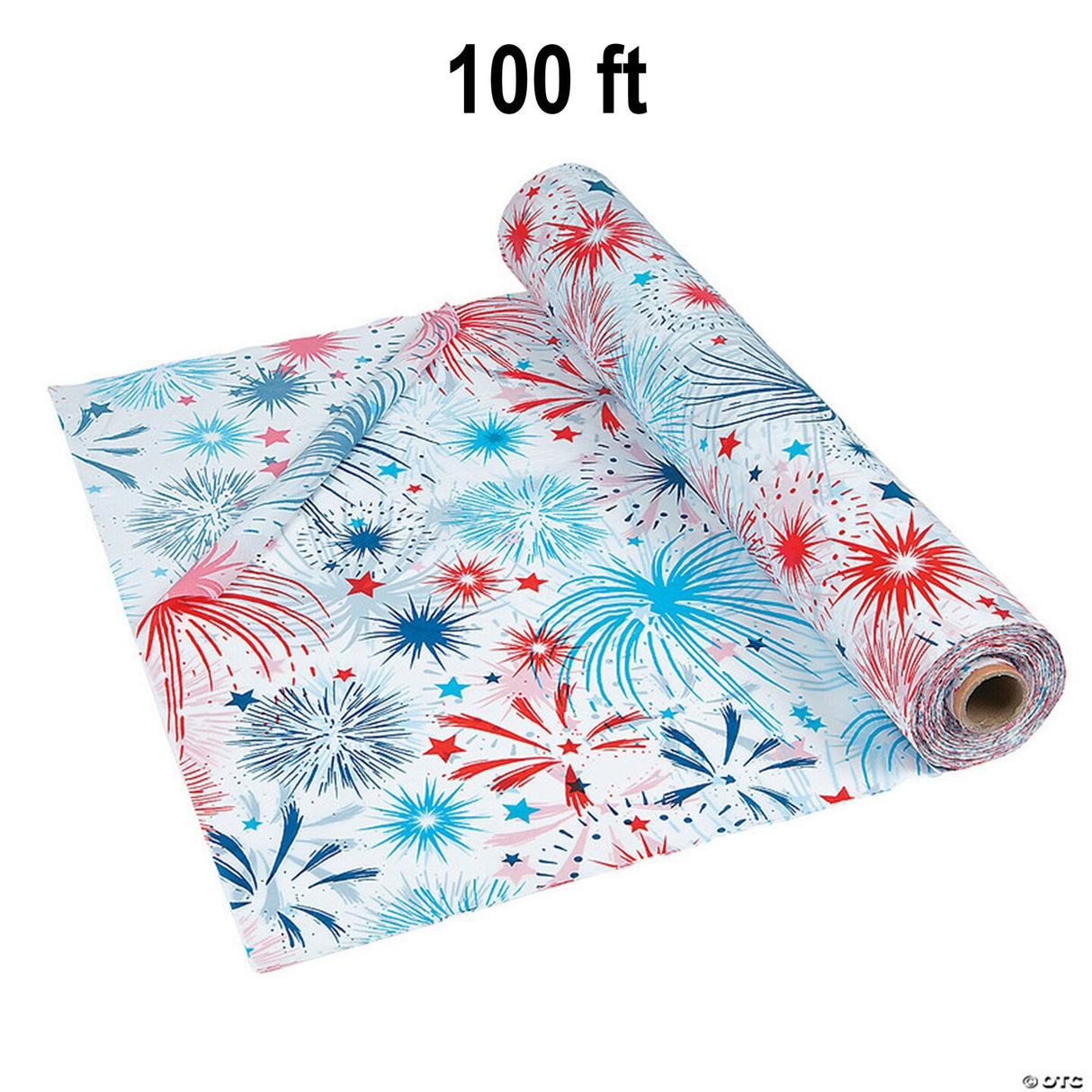 Patriotic Burst Disposable Plastic Tablecloth Roll 40" x 100 FT