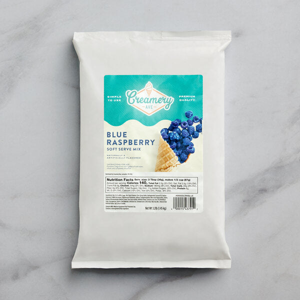 Creamery Ave. Blue Raspberry Soft Serve Mix 3.2 lb. - 6/Case
