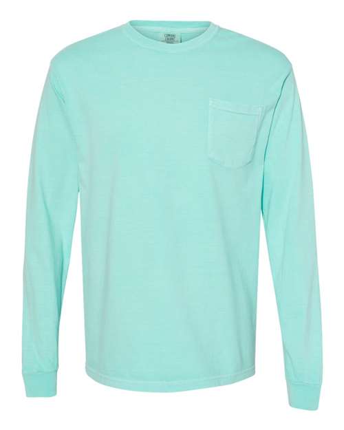 Comfort Colors® Garment-Dyed Heavyweight Crewneck Long Sleeve Pocket T-Shirt