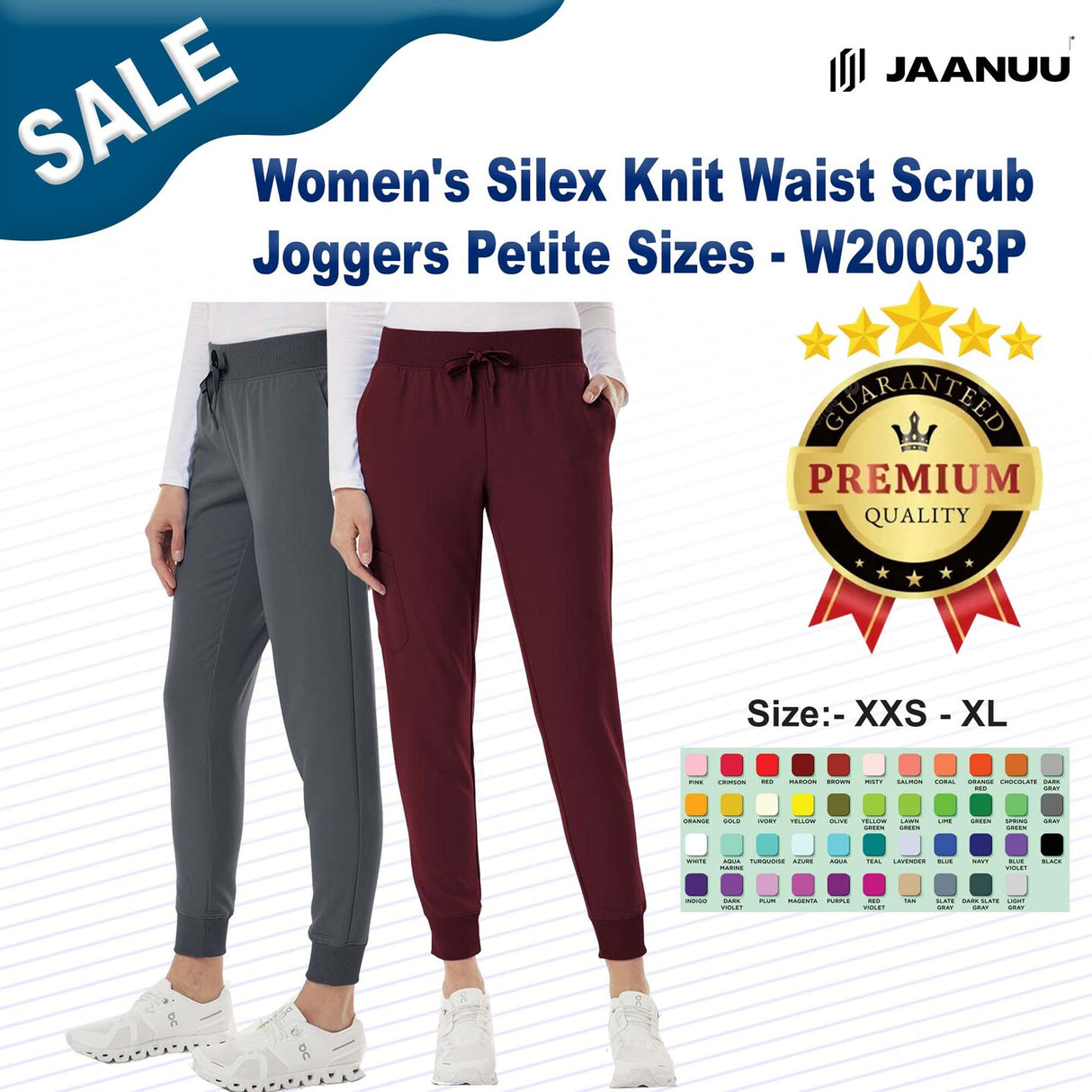 Jaanuu® Women's Silex Knit Waist Scrub Joggers Petite Sizes