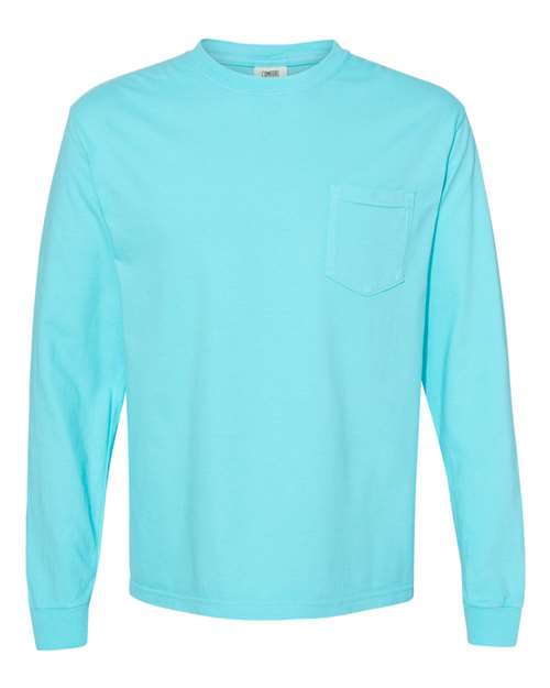 Comfort Colors® Garment-Dyed Heavyweight Crewneck Long Sleeve Pocket T-Shirt