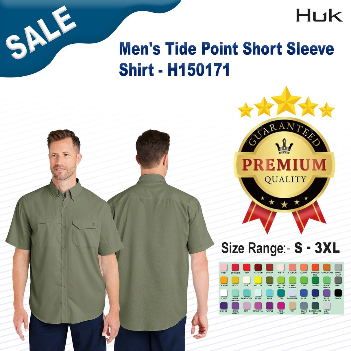 HUK® Men's Tide Point Short Sleeve Shirt