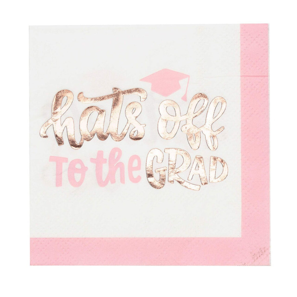 5" Pink Congrats Grad Party Disposable Beverage Napkins 16 Ct.