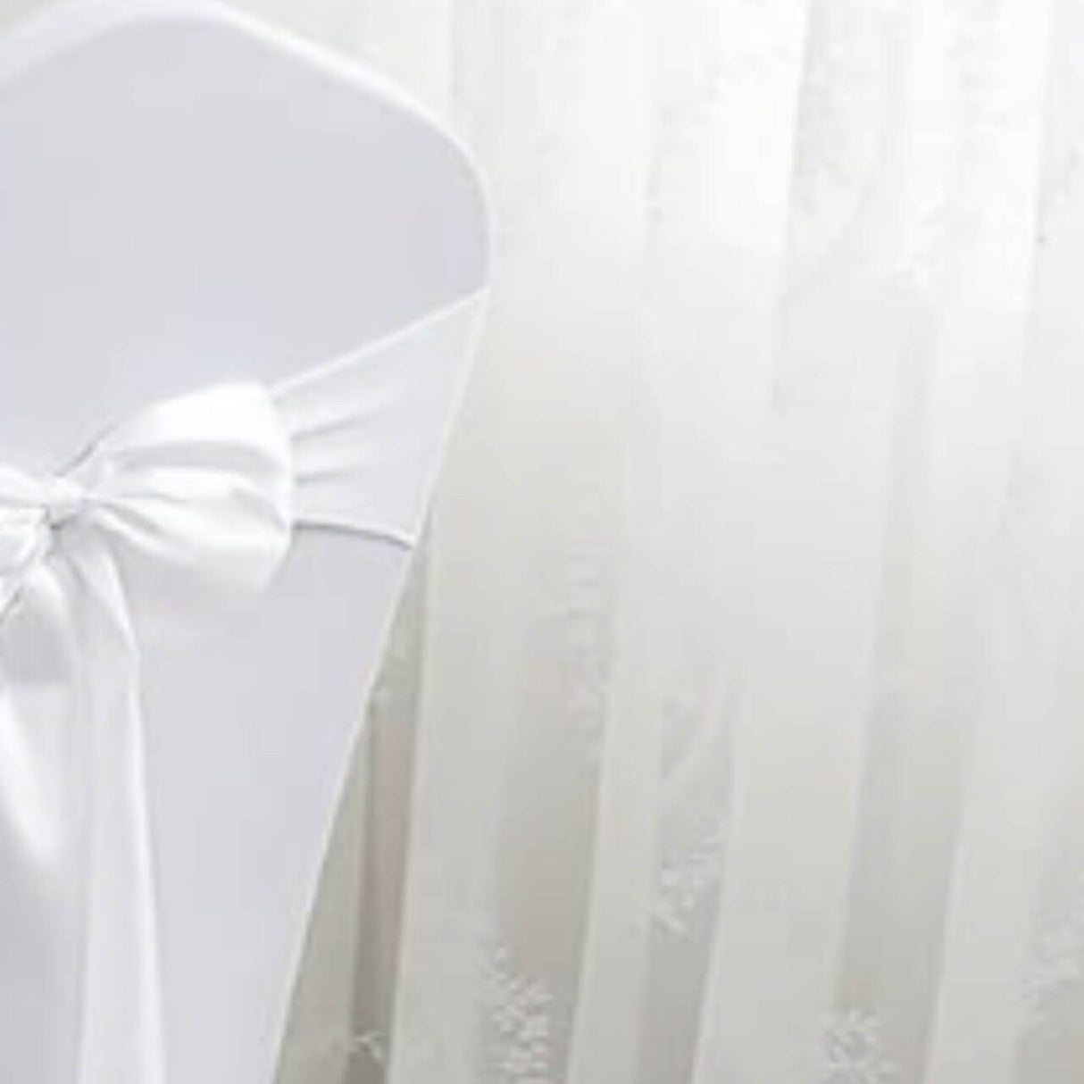 10 Pieces White Polyester Chair Sashes 8"x108" with Serged Edges for Events