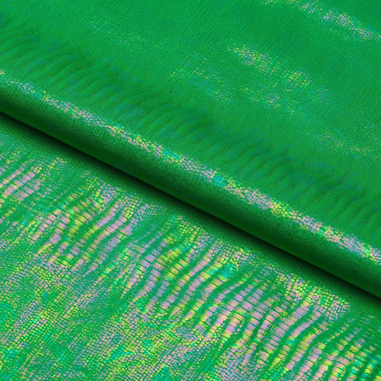 Hologram Spandex Oil Slick Python Fabric