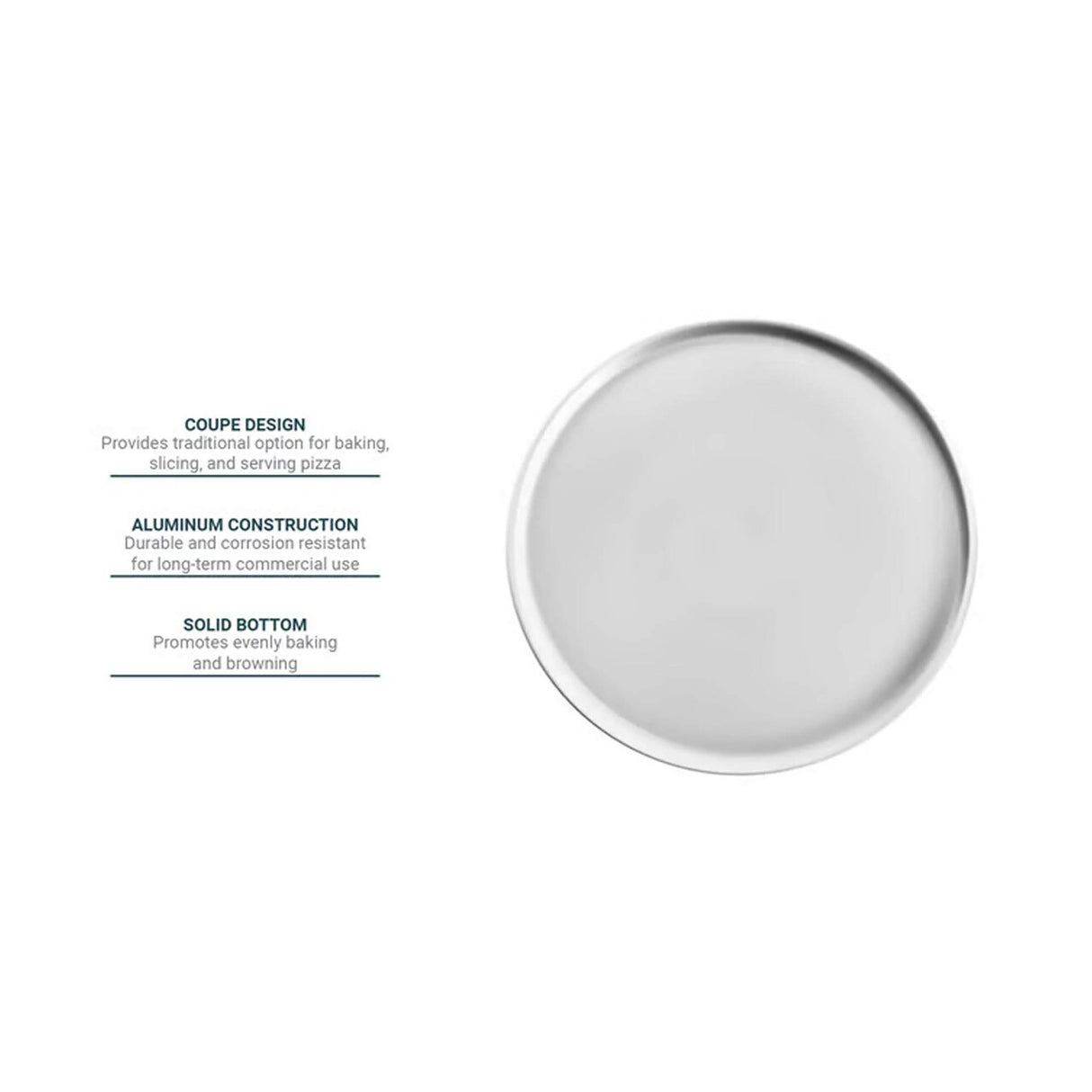 9" Round Coupe Aluminum Pizza Tray Solid