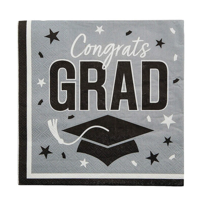 6 1/2" Bulk 50 Count Congrats Grad Party Paper Luncheon Napkins
