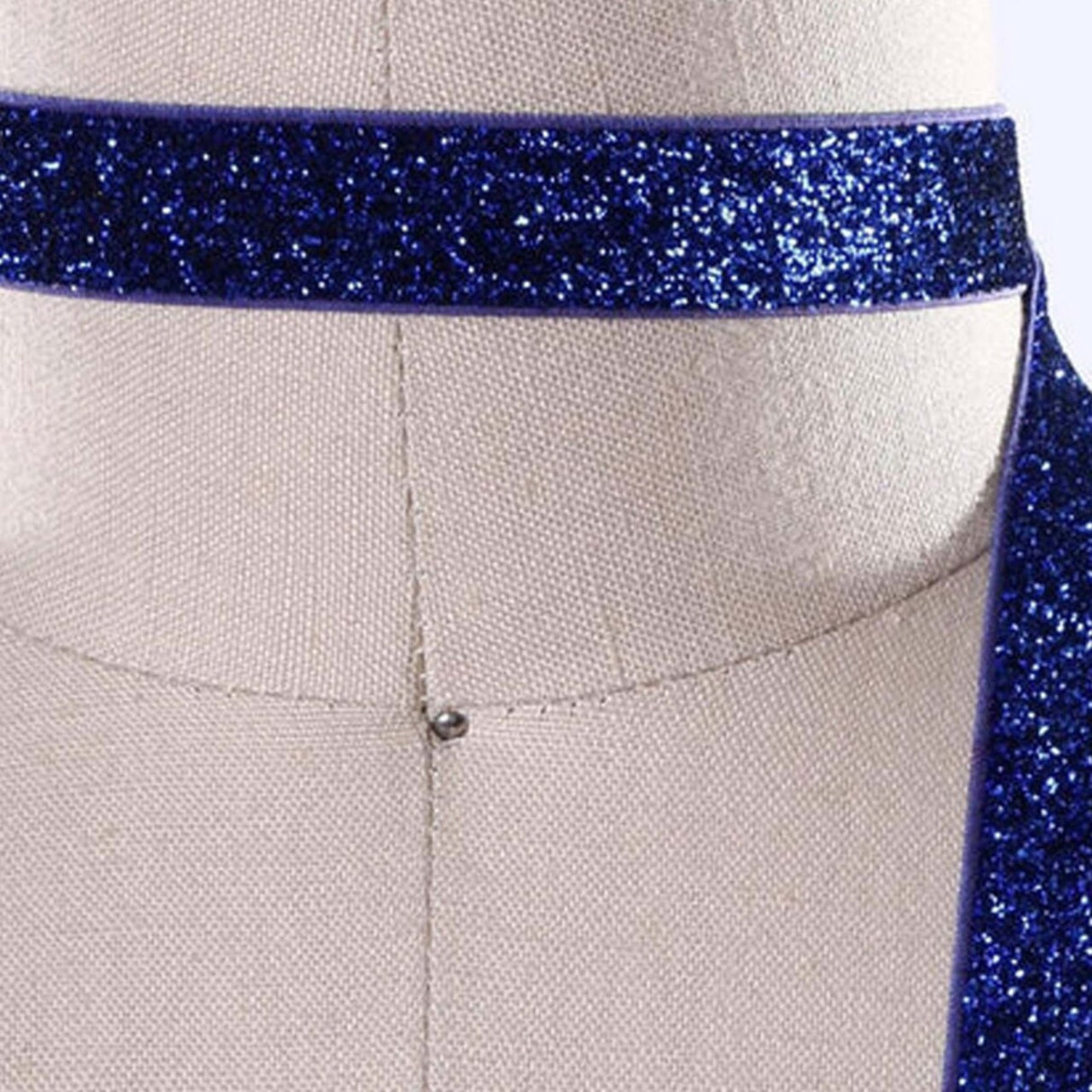 2 Yards Royal Blue Glitter Elastic 5/8" Shiny Trim for Hair Accessories & Crafts