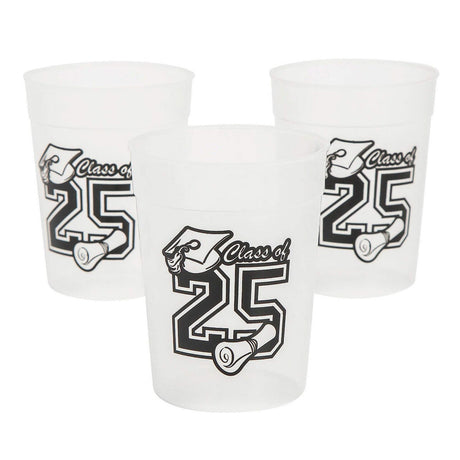 8 oz Class of 2025 Glow-in-the-Dark Disposable Plastic Cups – 12 Pack