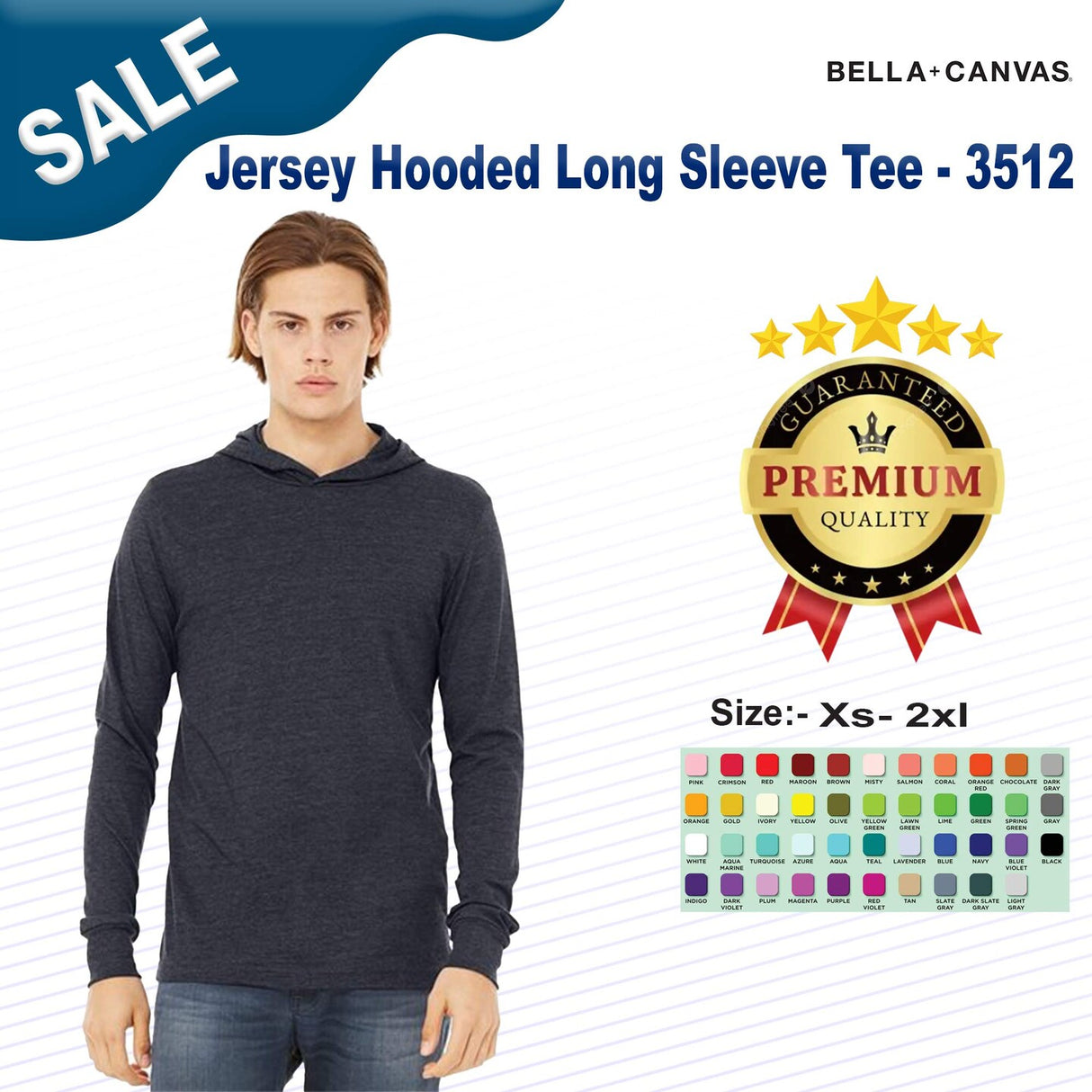 BELLA + CANVAS® Jersey Hooded Long Sleeve Tee