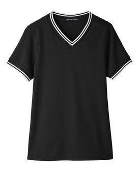 Devon & Jones® CrownLux Performance Ladies Plaited Tipped V-Neck Top