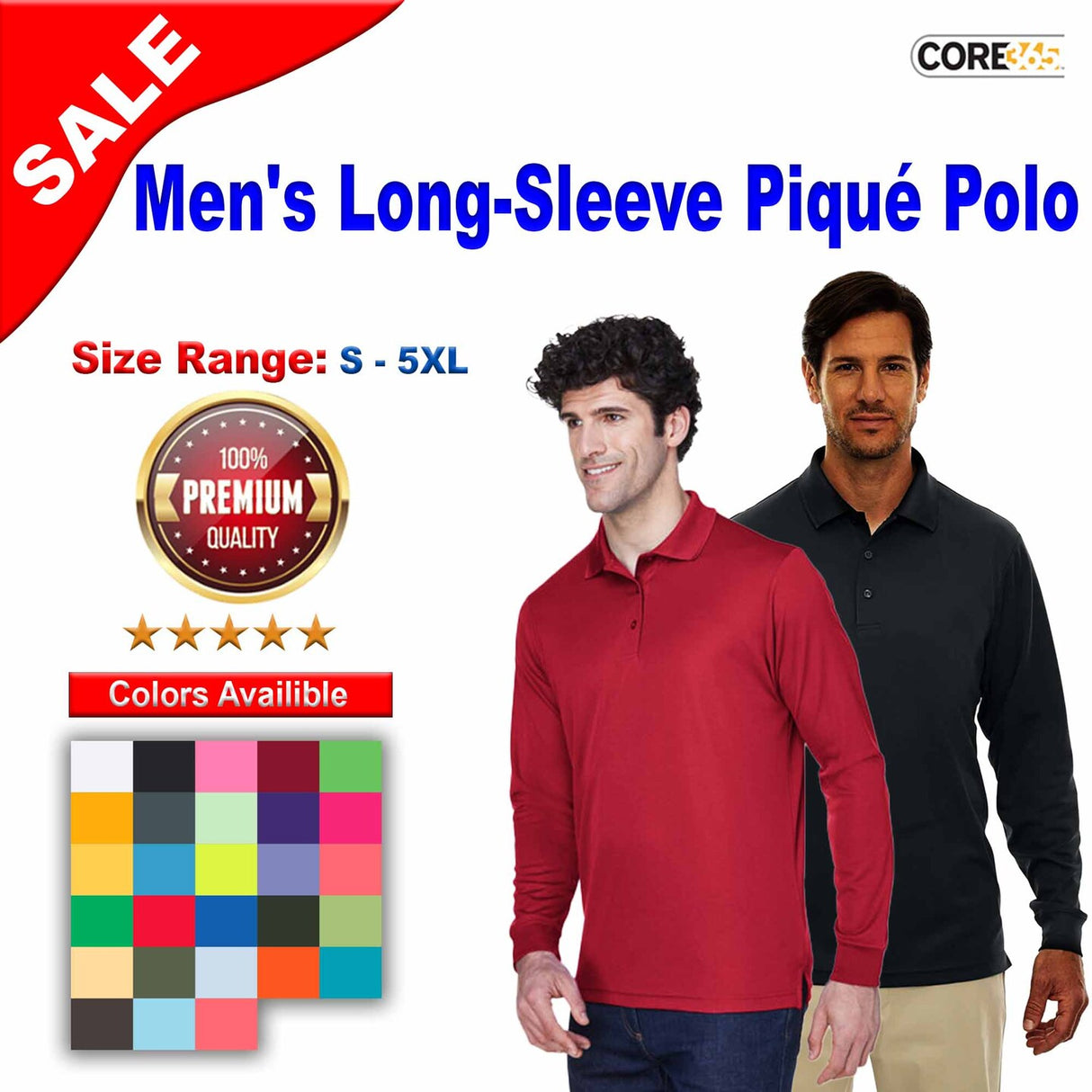 CORE® Men's Pinnacle Performance Long-Sleeve Piqué Polo