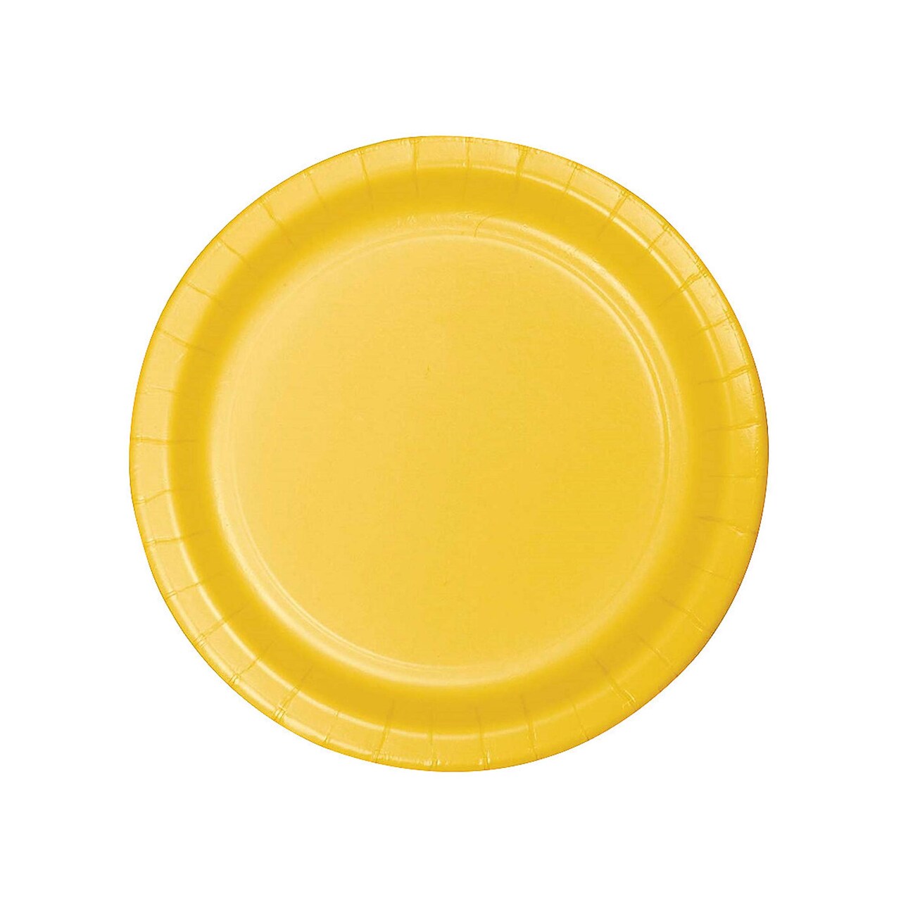 7" School Bus Yellow Round Paper Dessert Plates – 24 Count