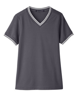 Devon & Jones® CrownLux Performance Ladies Plaited Tipped V-Neck Top