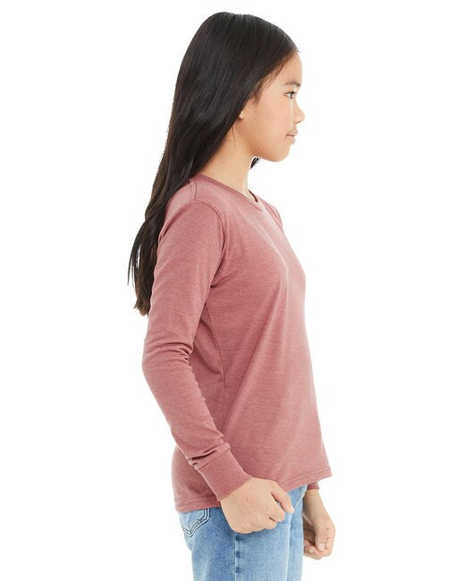 Bella + Canvas® Youth Heather CVC Crewneck Long Sleeve T-Shirt