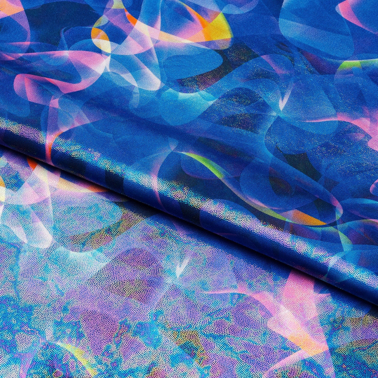 Hologram Spandex Fabric Aurora Blue