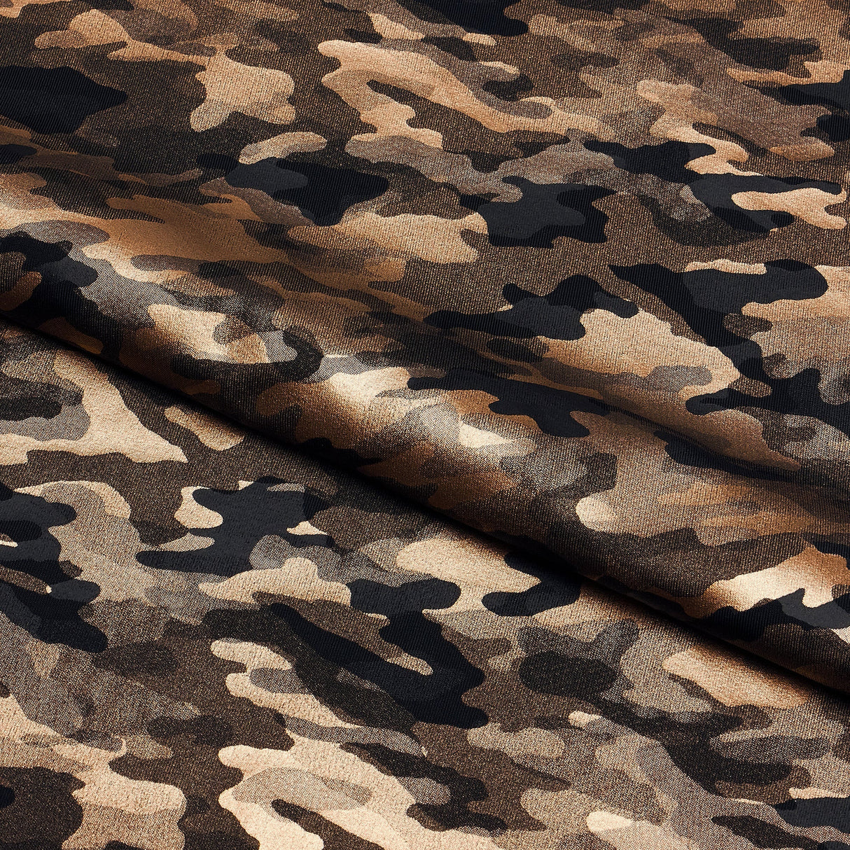 Camo Foil Spandex Fabric - Black/Bronze, 55/56" Width (1 Yard)