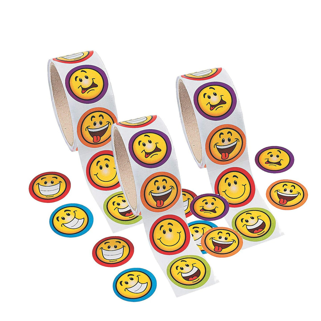 Goofy Smile Face Multicolor Paper Sticker Roll 100 Pieces