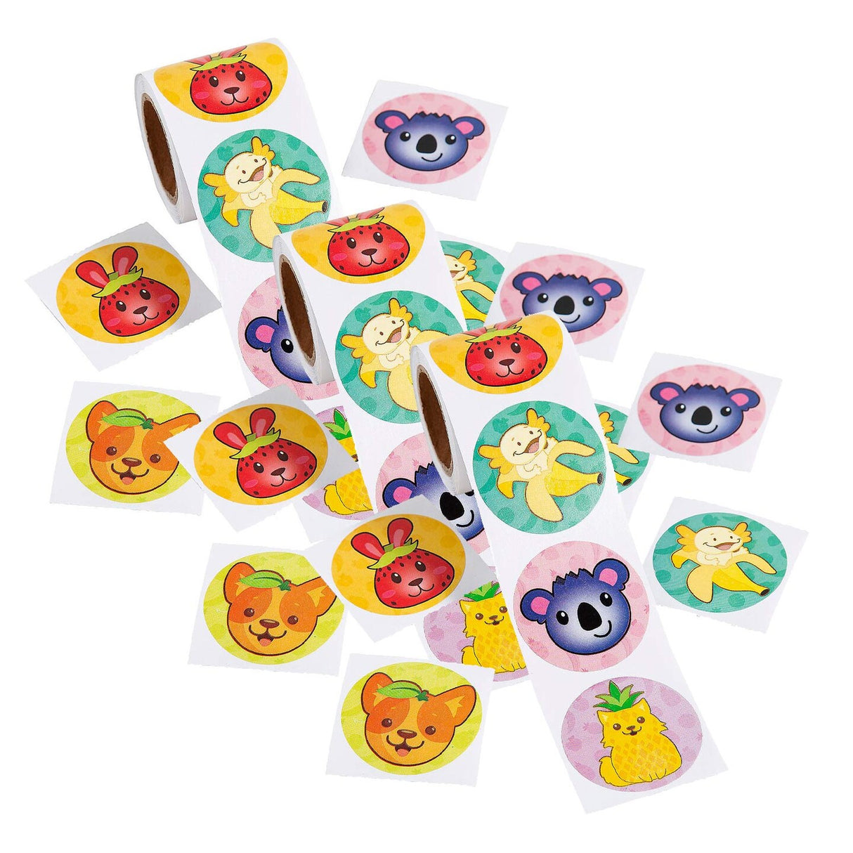 Cute Fruit Animals Sticker Roll 100 Pieces