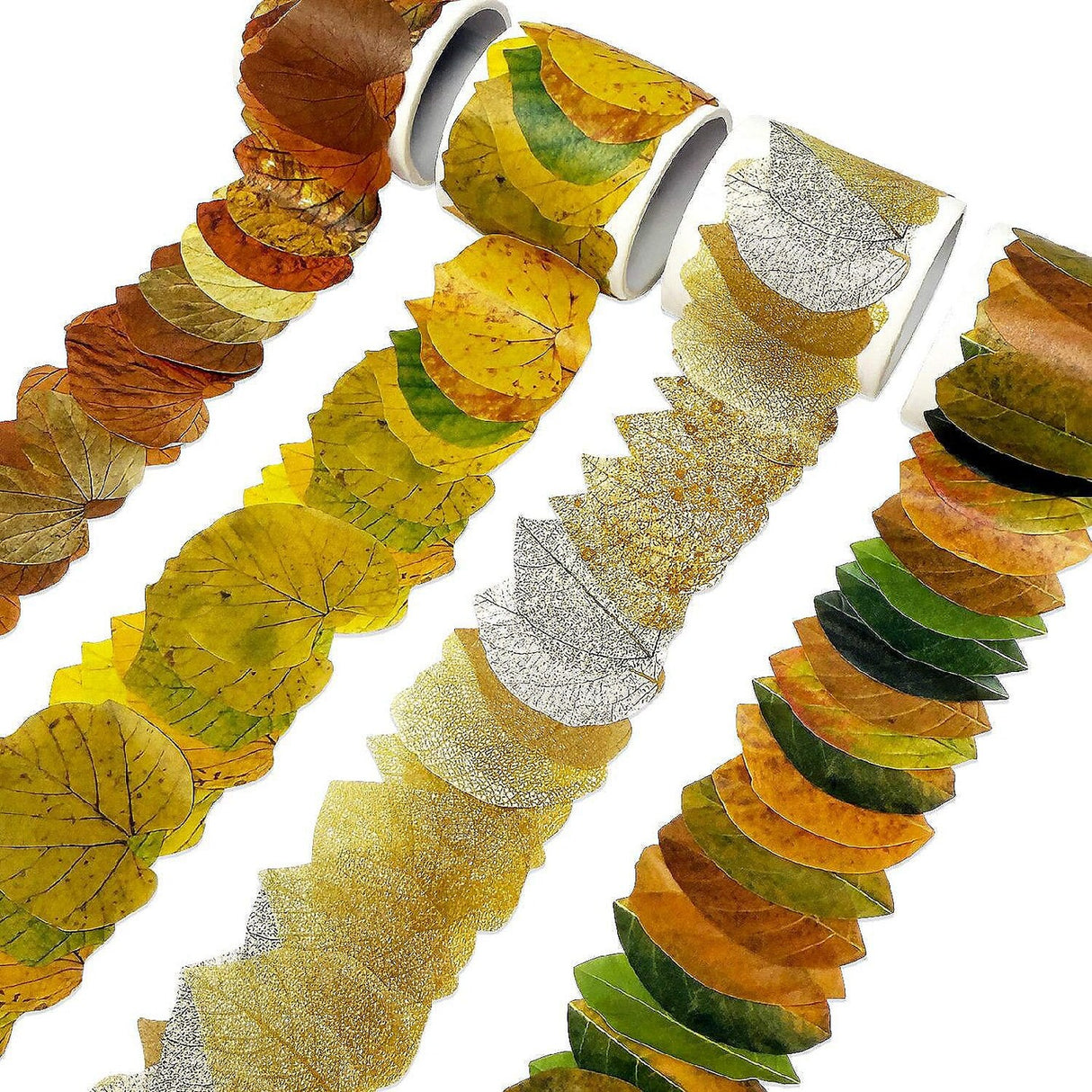 Wrapables Fall Leaves Washi Tapes Stickers 4 Rolls 200 Pc