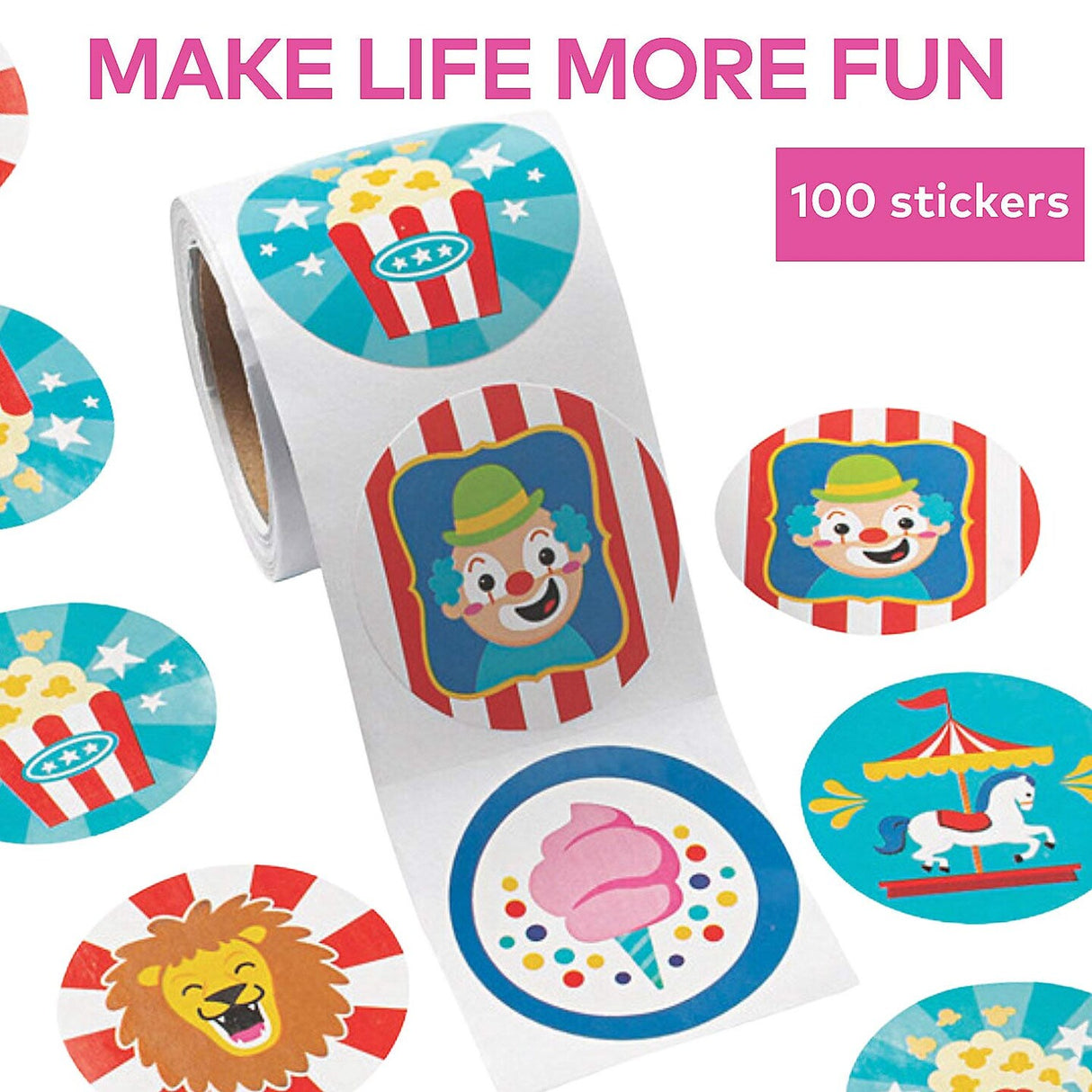 1 1/2" Colorful Rainbows Paper Sticker Roll 100 Pieces