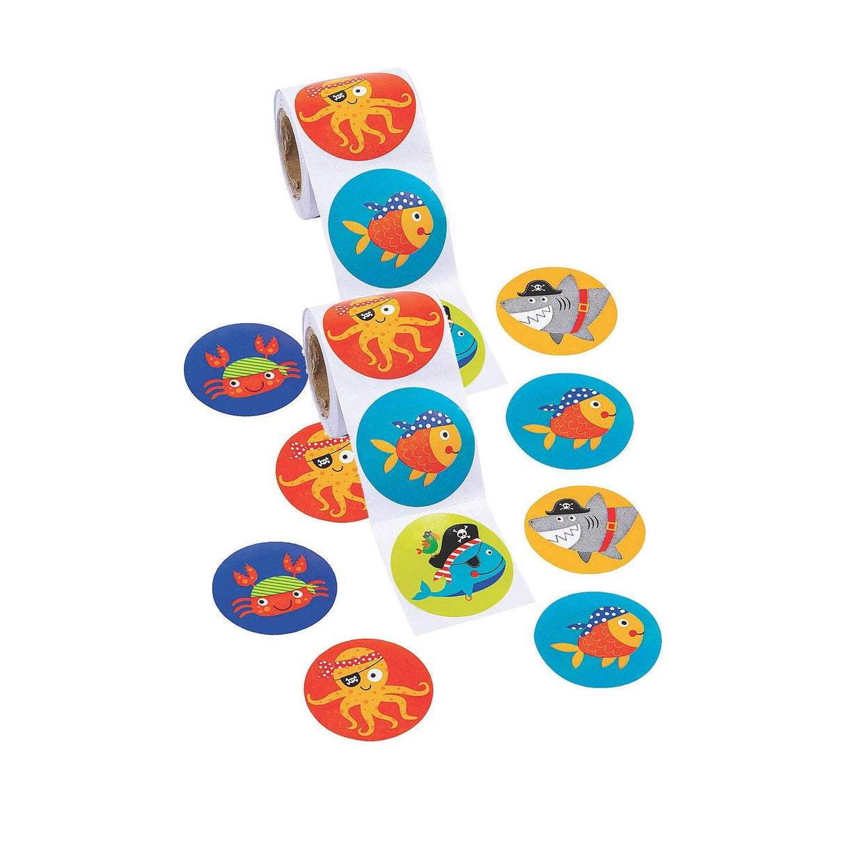 Assorted Pirate Animals Sticker Roll 100 Pieces