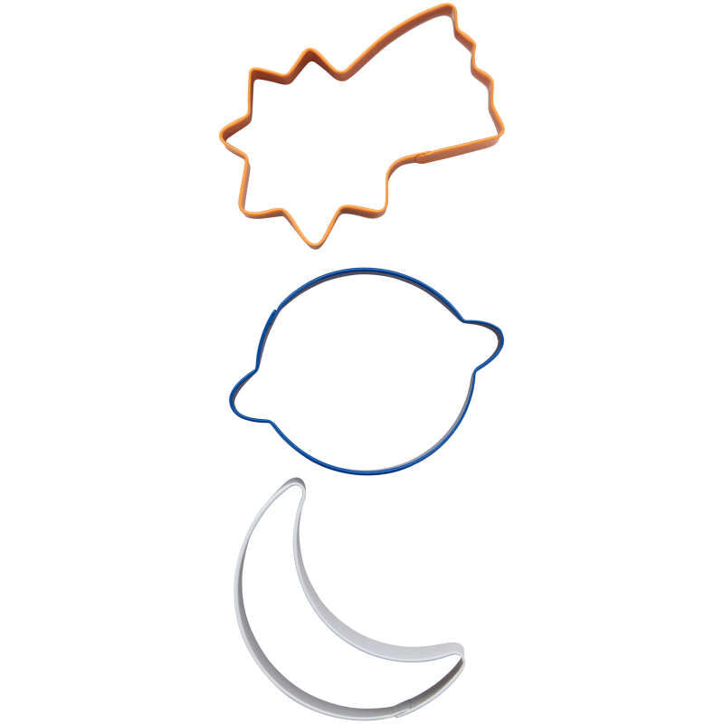Wilton Metal Outer Space Cookie Cutter Set, 3-Piece (Shooting Star, Moon, Planet)