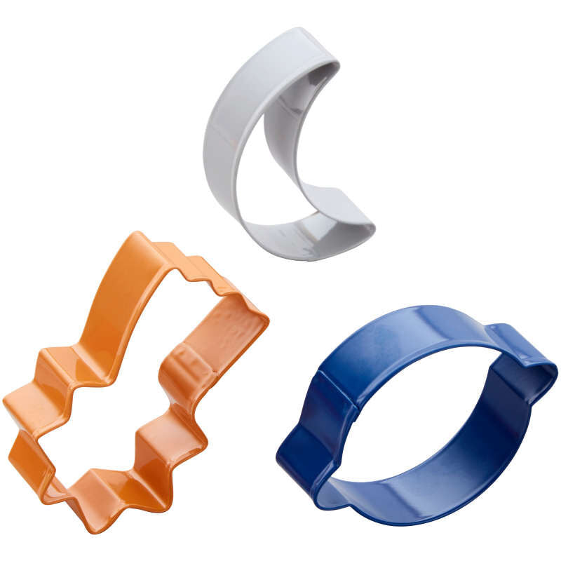 Wilton Metal Outer Space Cookie Cutter Set, 3-Piece (Shooting Star, Moon, Planet)