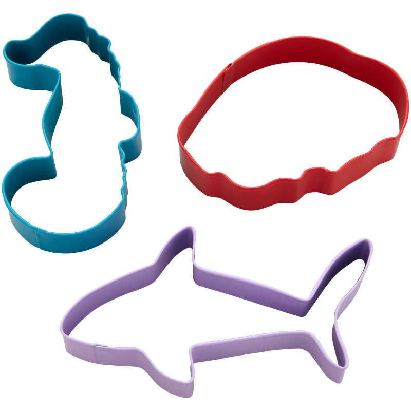 Wilton Metal Under the Sea Cookie Cutter Set, 3-Piece (Seahorse, Jellyfish, Shark)