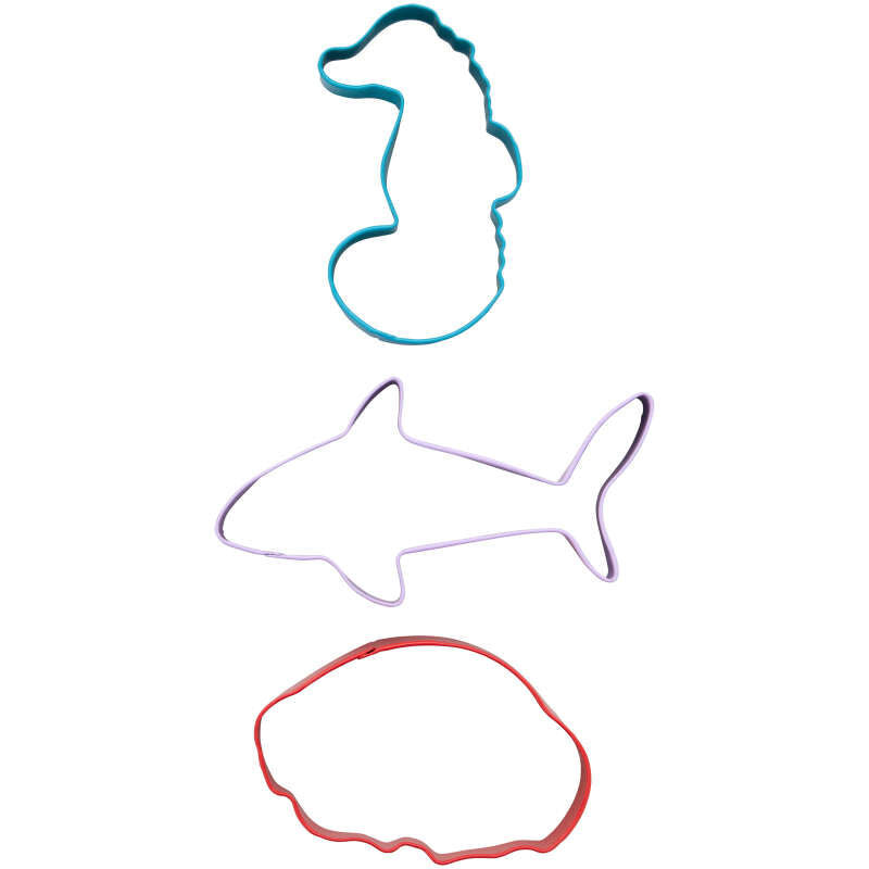 Wilton Metal Under the Sea Cookie Cutter Set, 3-Piece (Seahorse, Jellyfish, Shark)