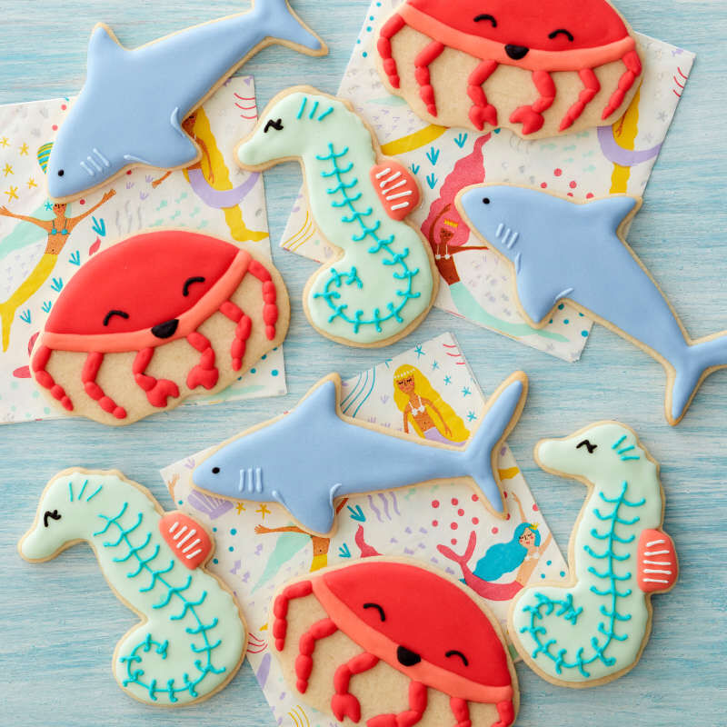 Wilton Metal Under the Sea Cookie Cutter Set, 3-Piece (Seahorse, Jellyfish, Shark)