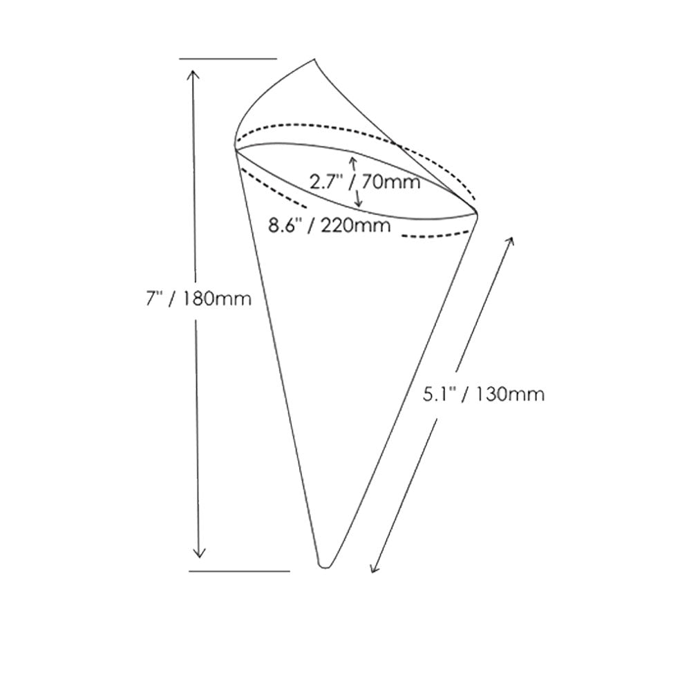 PacknWood Disposable Wooden Cone, 7.1" High - Case of 250