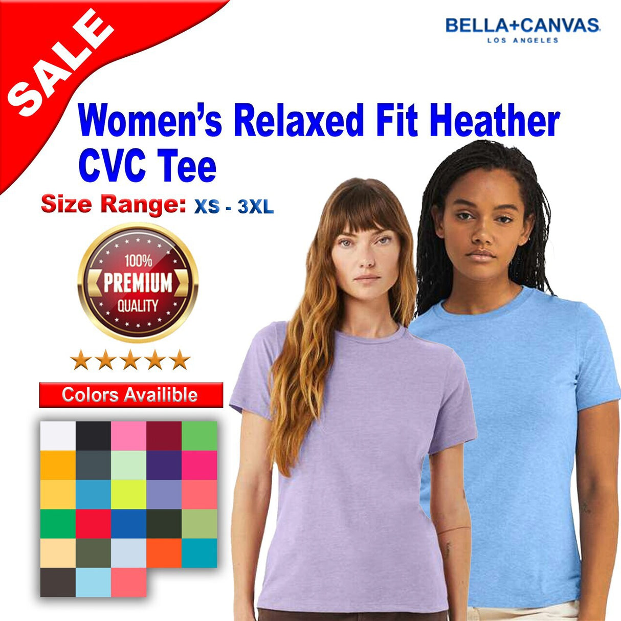 BELLA + CANVAS® Women’s Relaxed Fit Short Sleeve Heather CVC Tee