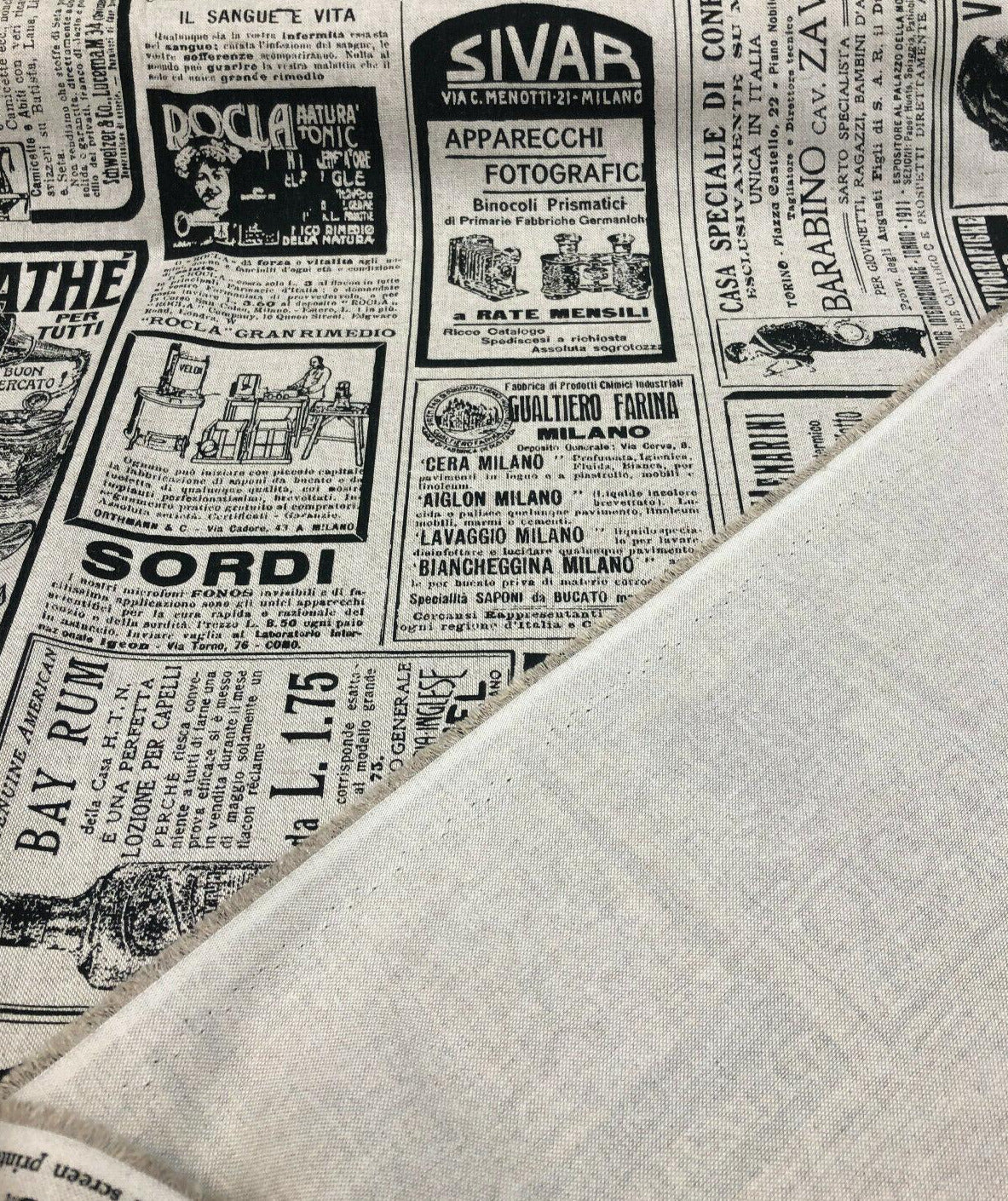 Sordi Newspaper Sepia Cotton Print Fabric - Sepia Newspaper Print, 56" Width (1 Yard)