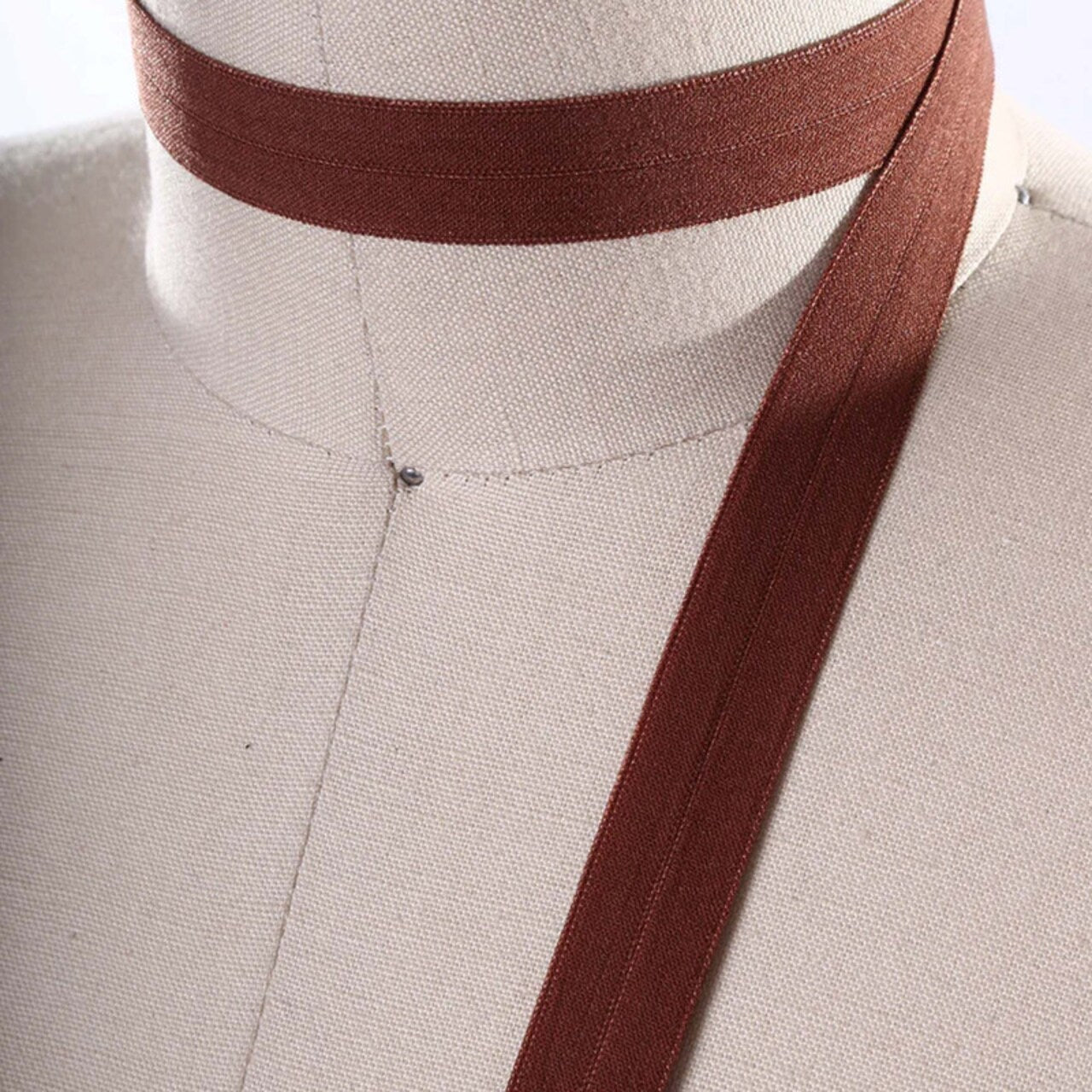 3 Yards Cinnamon Brown Fold Over Bias Soft Elastic Trim 5/8"