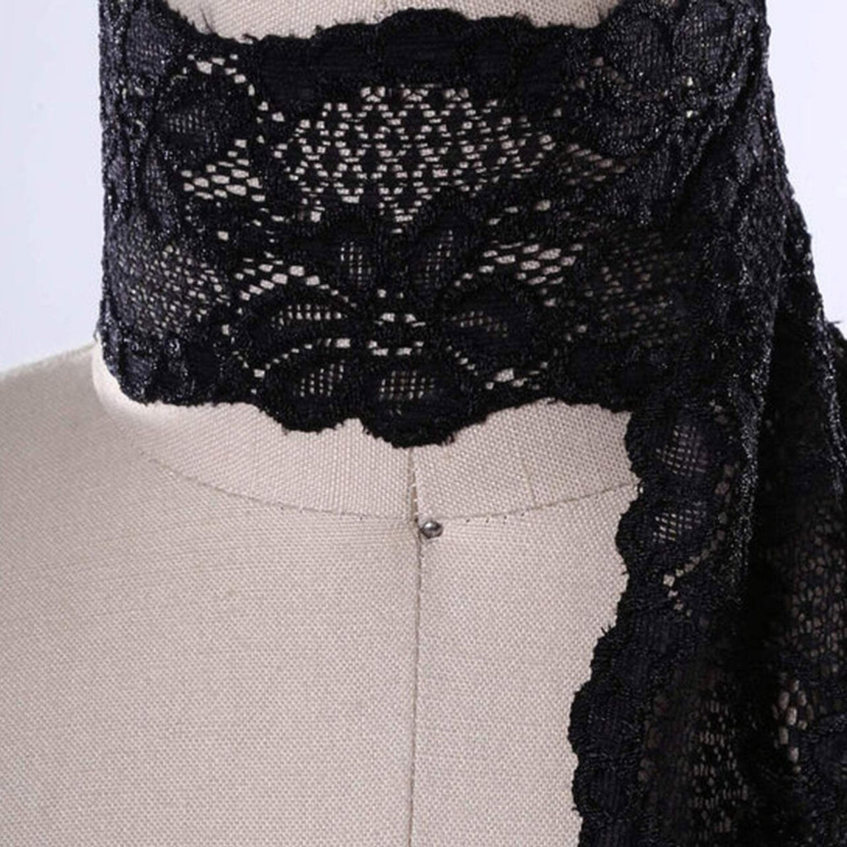 Black Scalloped Stretch Lace 2.5" Wide Floral Elastic Trim for Lingerie & Sewing