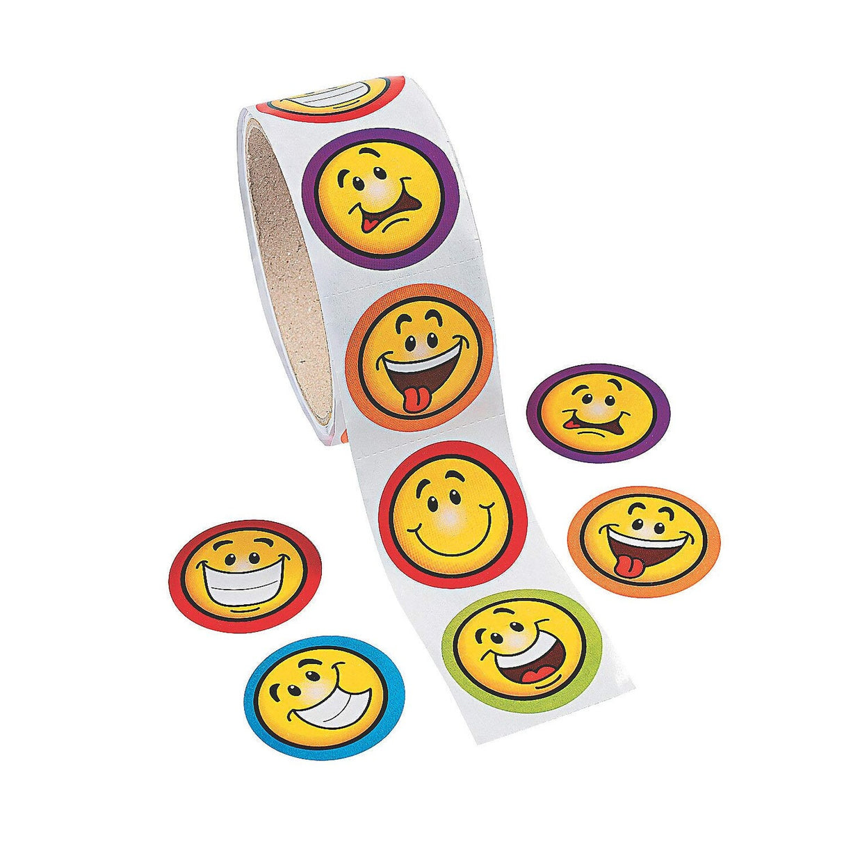 Goofy Smile Face Multicolor Paper Sticker Roll 100 Pieces