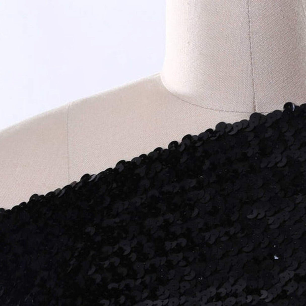 1 Yard 6" Black Stretch Sequin Ribbon Trim