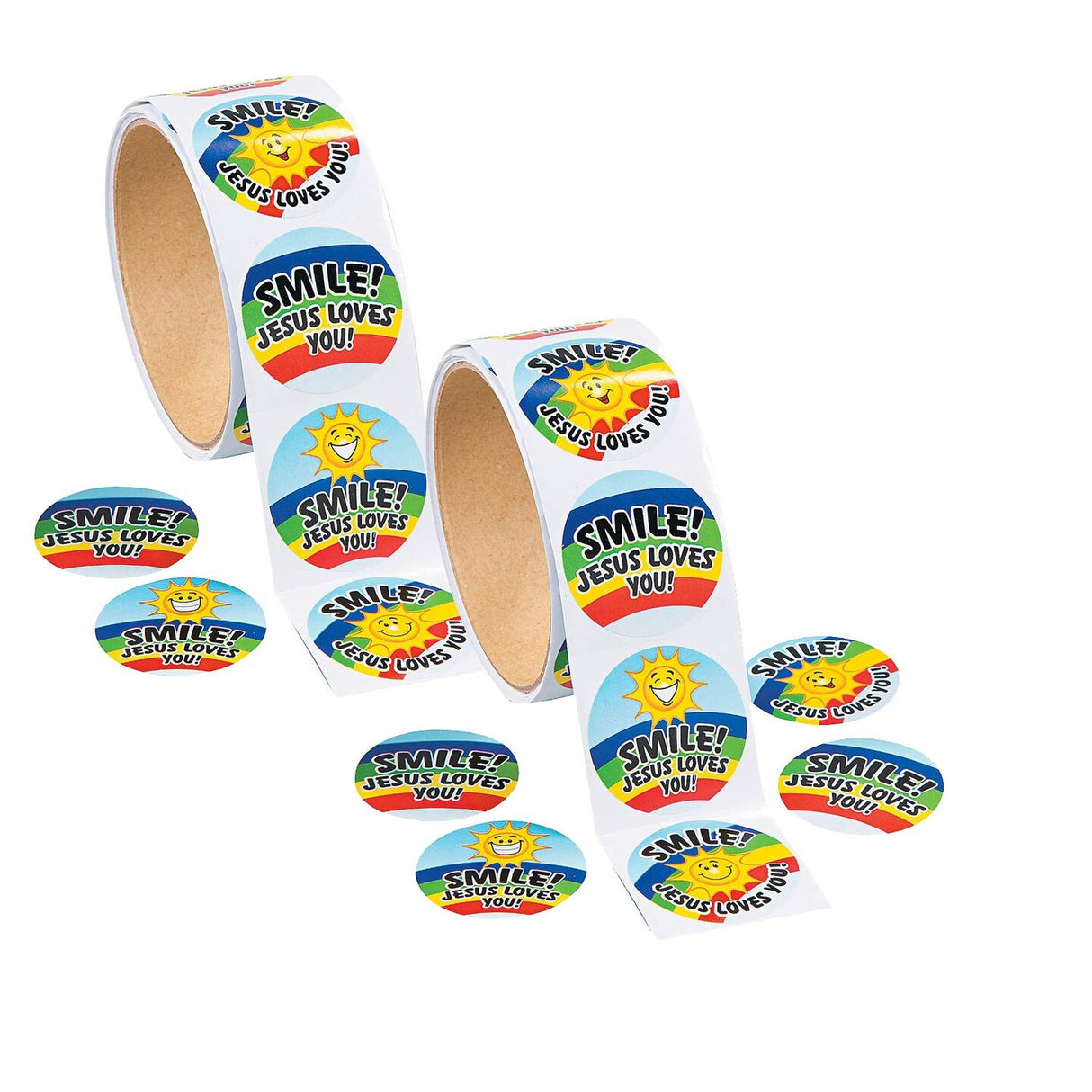 1 1/2" Smile Jesus Loves You Sticker Roll 100 Pieces