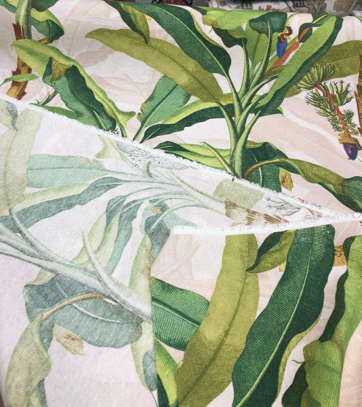 Beverly Hills Malaga Cotton Canvas Fabric - Green Tree Leaf Print, 54" Width (1 Yard)