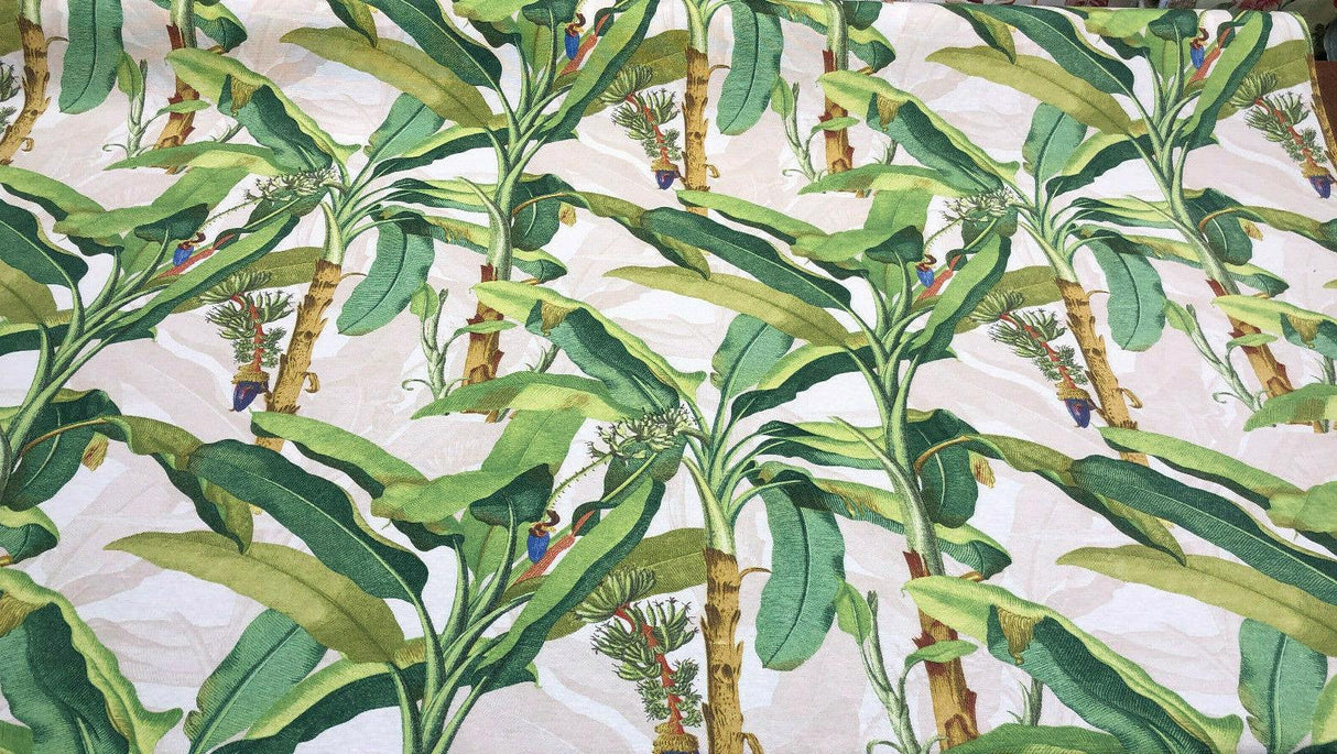 Beverly Hills Malaga Cotton Canvas Fabric - Green Tree Leaf Print, 54" Width (1 Yard)