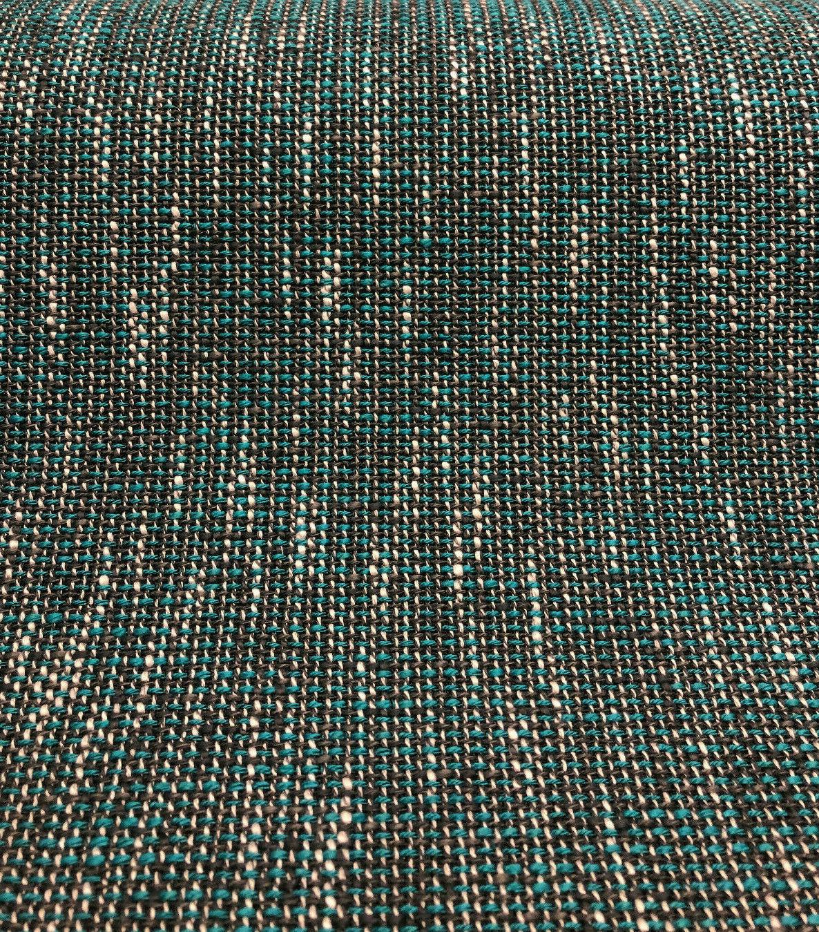 P Kaufmann Port Of Spain Acrylic Polyester Latex Tweed Fabric - Teal, White, Black Tweed, 58" Width (1 Yard)