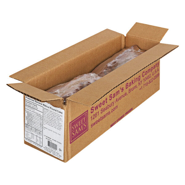 Sweet Sam's 8-Slice Pre-Cut Banana Walnut Pound Cake 2 lb. - 2/Case