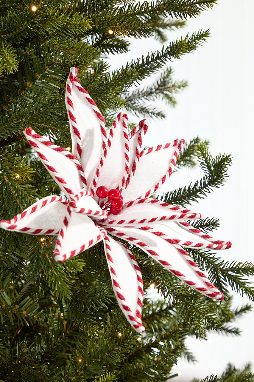19" x 12" White and Red Poinsettia Stem