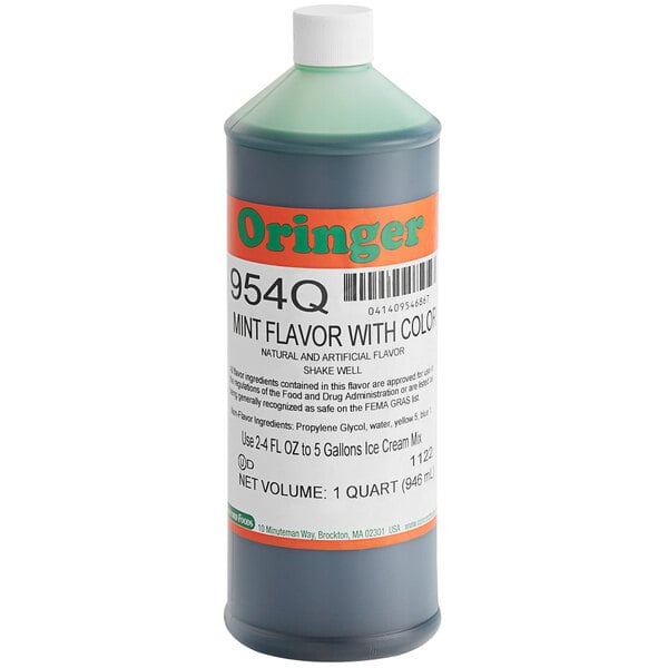 Oringer Mint Hard Serve Ice Cream Flavoring with Color 1 Quart