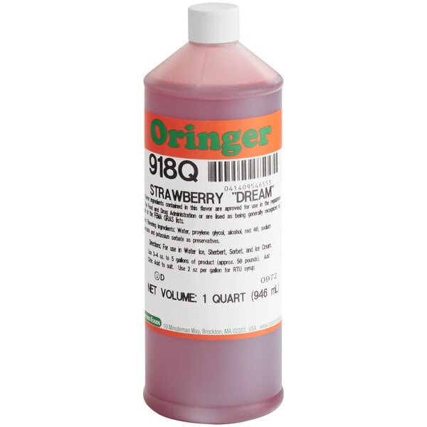 Oringer Strawberry Dream Soft Serve Ice Cream Flavoring 1 Quart